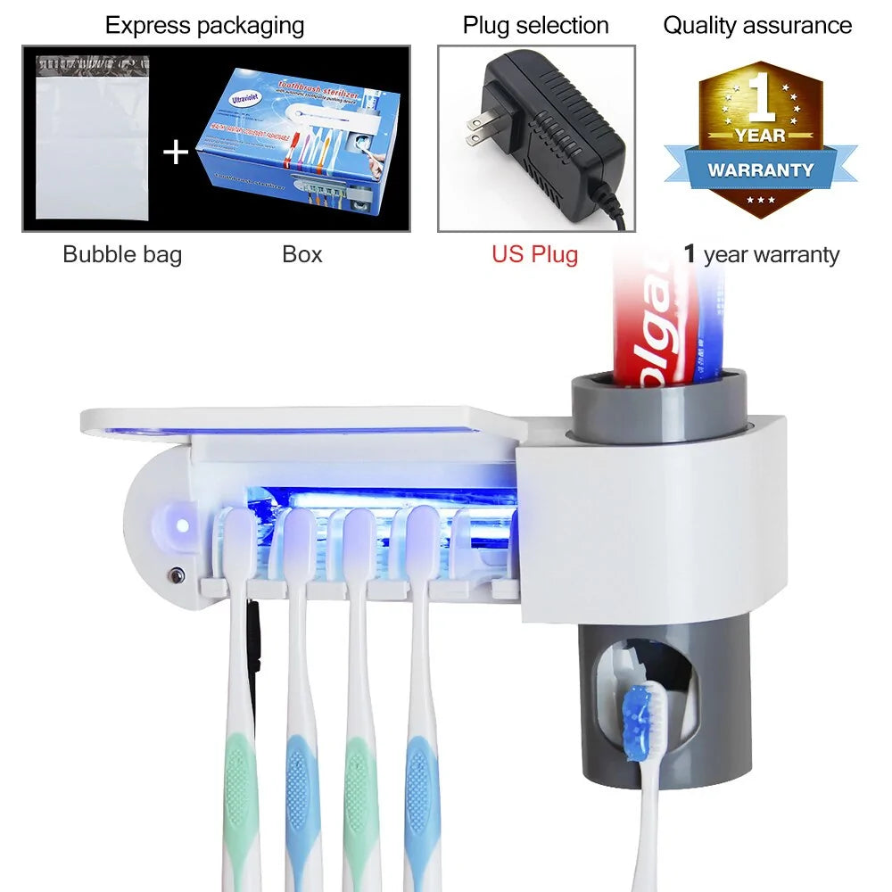 UV Light Toothbrush Holder And Toothpaste Dispenser