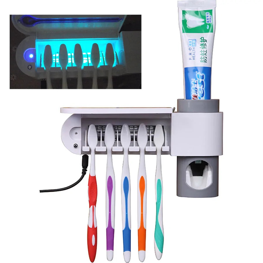 UV Light Toothbrush Holder And Toothpaste Dispenser