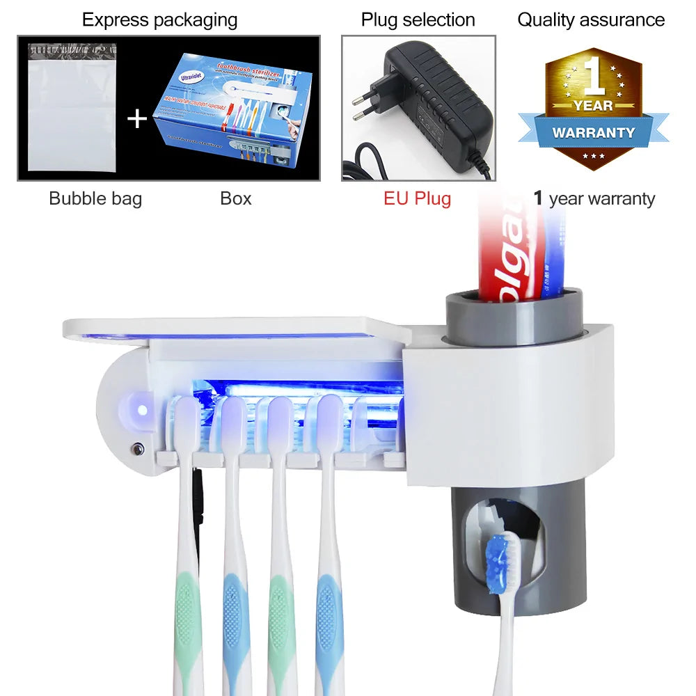 UV Light Toothbrush Holder And Toothpaste Dispenser