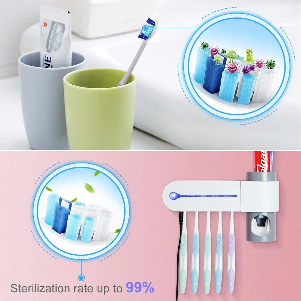 UV Light Toothbrush Holder And Toothpaste Dispenser