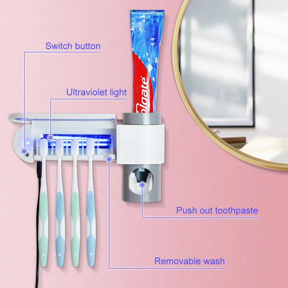 UV Light Toothbrush Holder And Toothpaste Dispenser